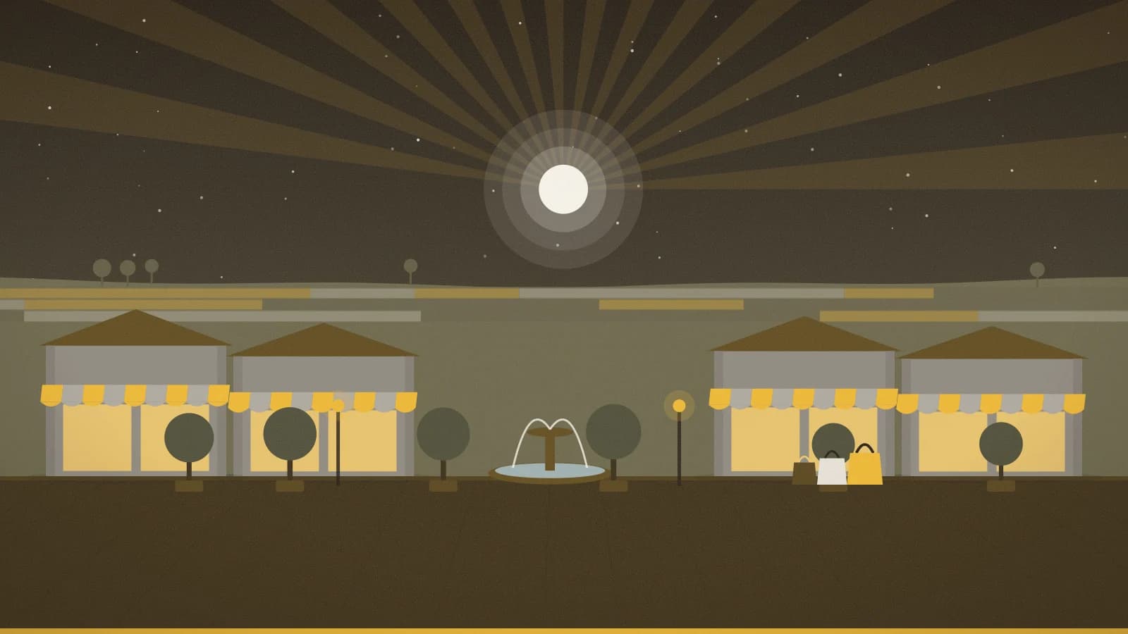 Illustration of an outlet promenade against open countryside, Designer Outlet Croatia, Rugvica, Croatia