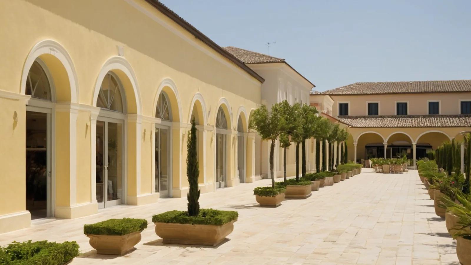 Illustration of a designer outlet centre in the regional style of Marcianise, Italy