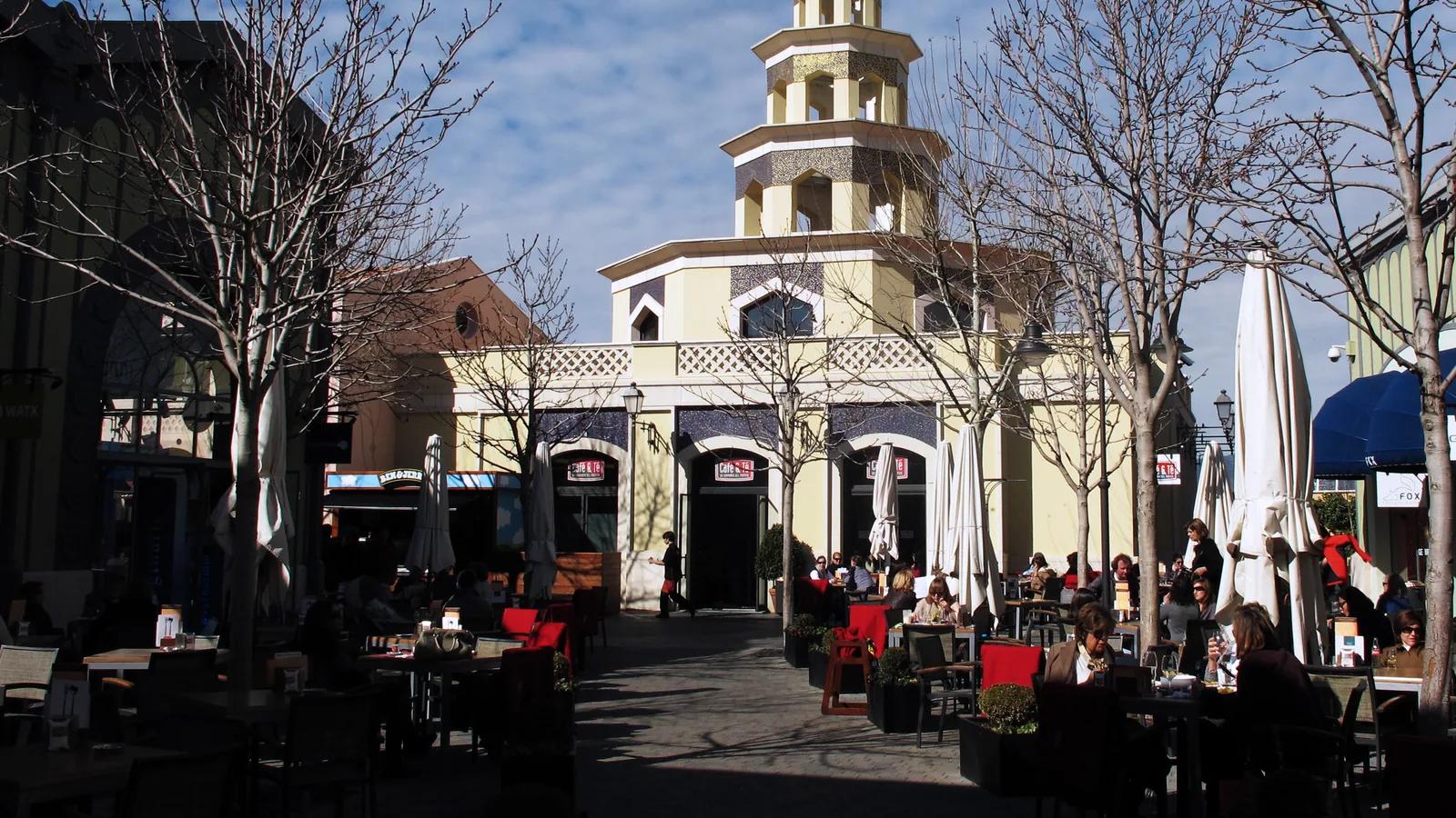 Las Rozas Village outlet shopping village in Las Rozas, Spain with its restaurant terrace
