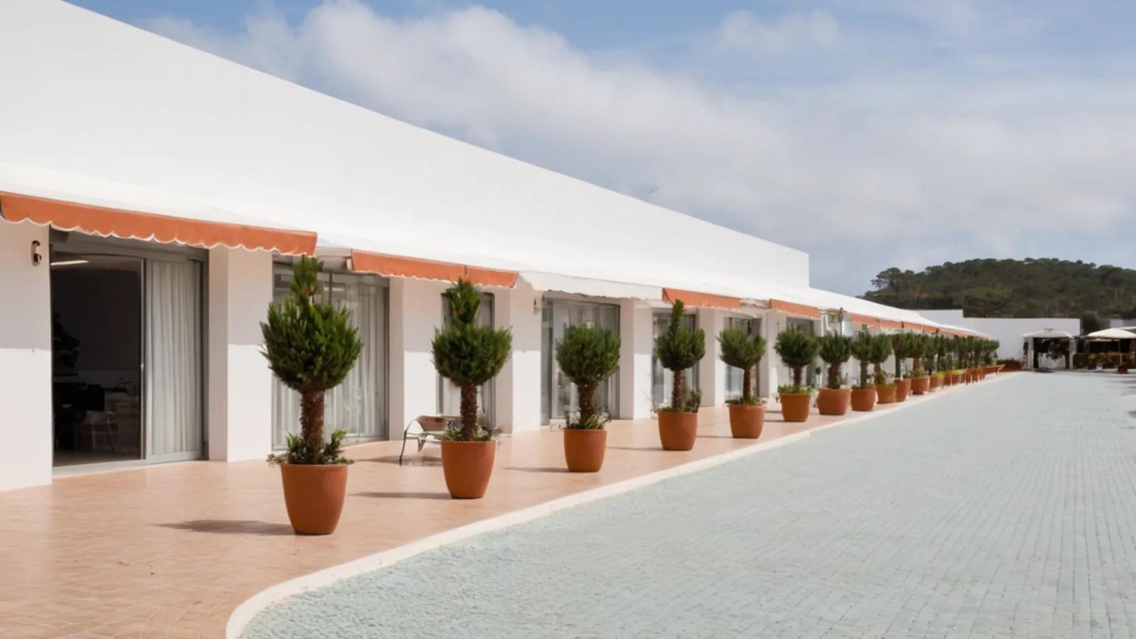Illustration of a designer outlet centre in the regional style of Vila do Conde, Portugal