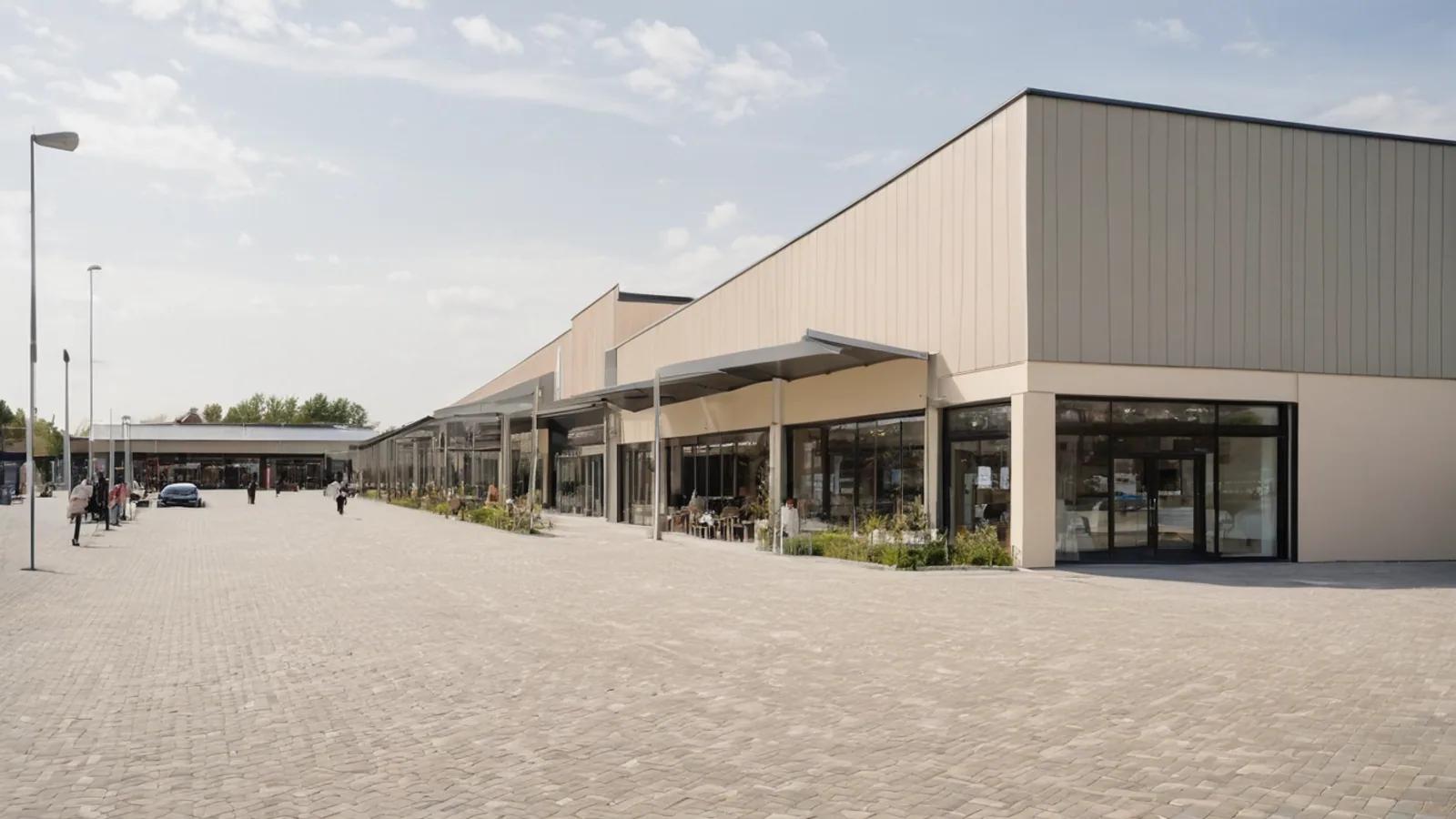 Illustration of a designer outlet centre in the regional style of Warsaw, Poland