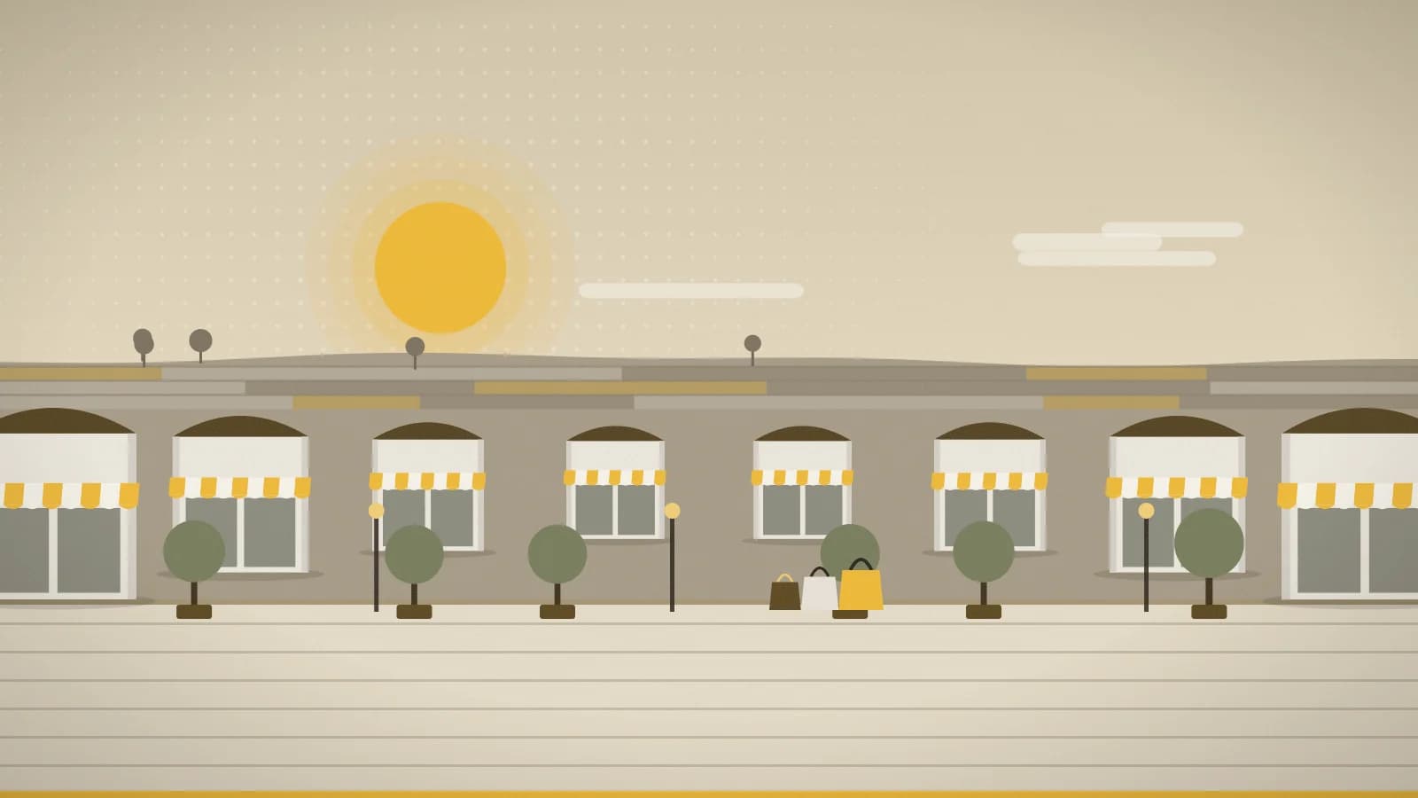 Illustration of an outlet promenade against open countryside, Getafe, The Style Outlets, Getafe, Spain